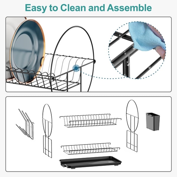 2 Tier Dish Rack with Drainer Board