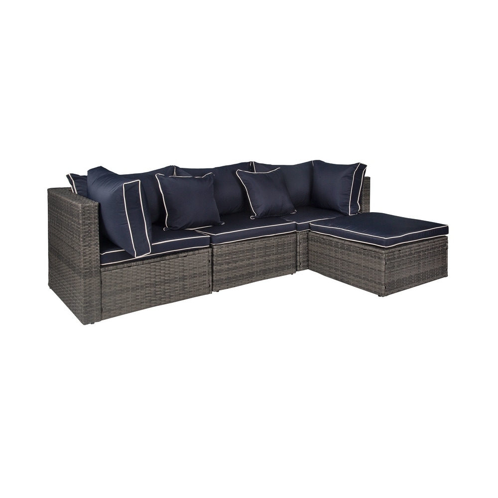 York 4 Piece Outdoor Patio Modular Sectional Sofa with Cushions