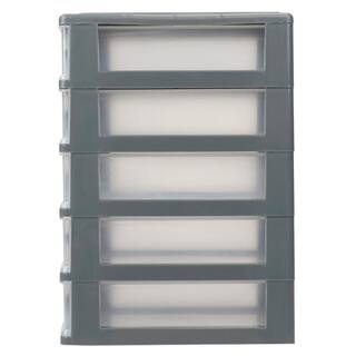 Home Basics 7 in. W x 9.5 in. H Grey Plastic 5-Drawer with Grey Drawers HDC69877