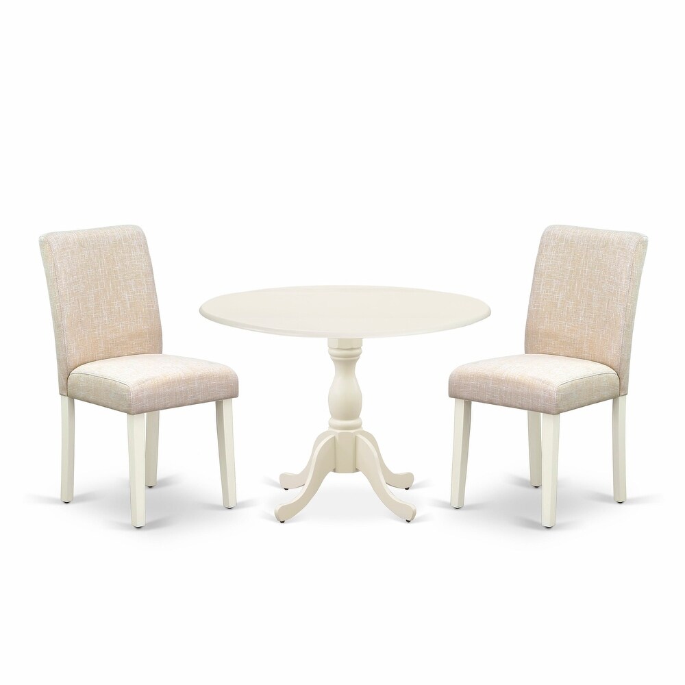 East West Furniture 3 Piece Dinette Set  a Round Dining Table and 2 Parson Dining Chairs  (Finish   Upholstered Options)