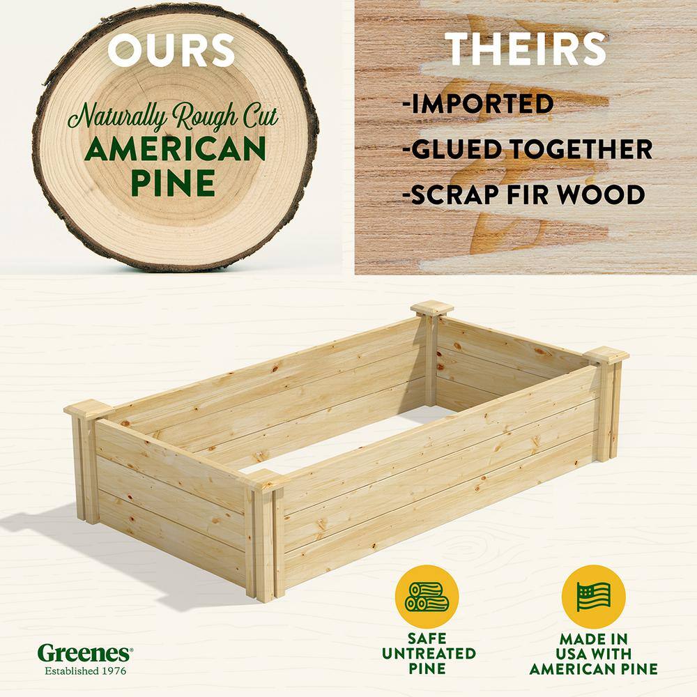 Greenes Fence 2 ft. x 4 ft. x 10.5 in. Original Pine Raised Garden Bed RCP24484T