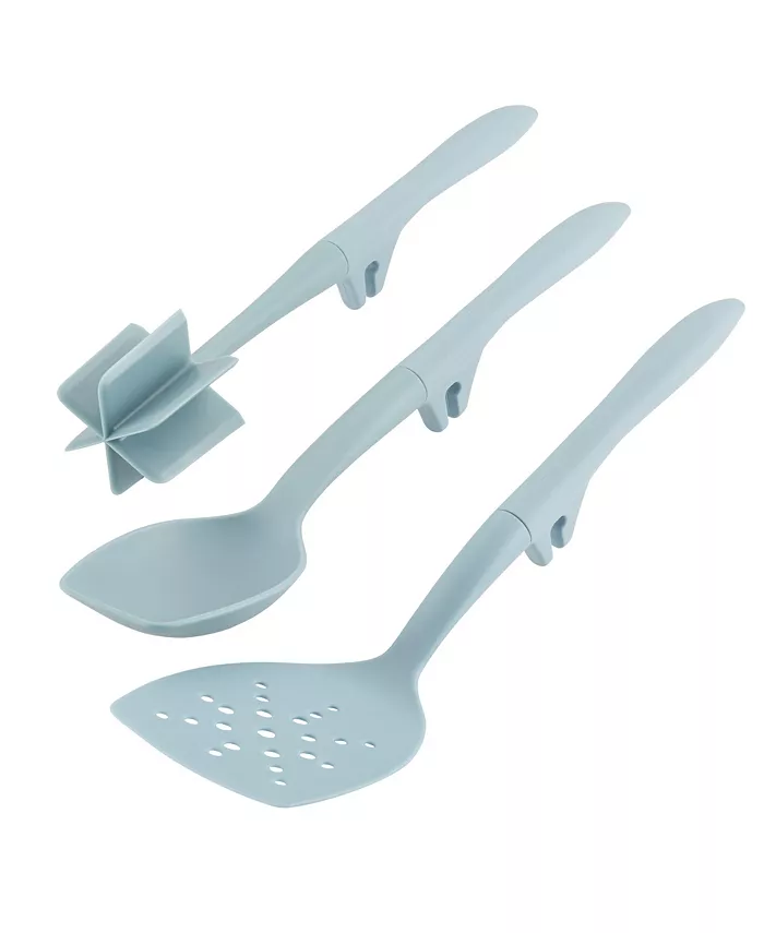 Rachael Ray Sky Blue Tools and Gadgets Lazy Chop and Stir， Flexi Turner， and Scraping Spoon Set