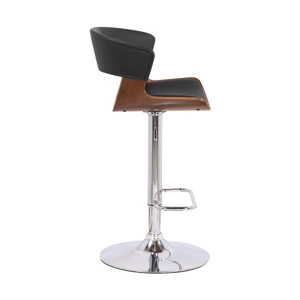 Black Faux Leather Adjustable Swivel Wooden Bar Stool - 43