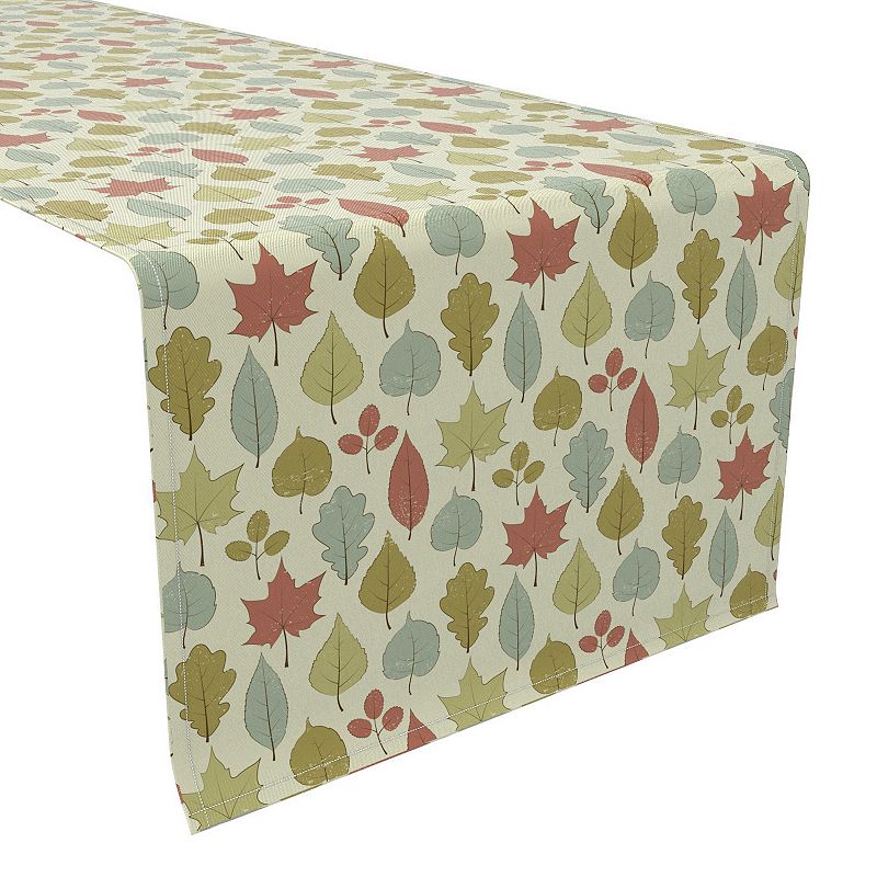 Table Runner， 100% Cotton， 16x108， Tree Leaves Design