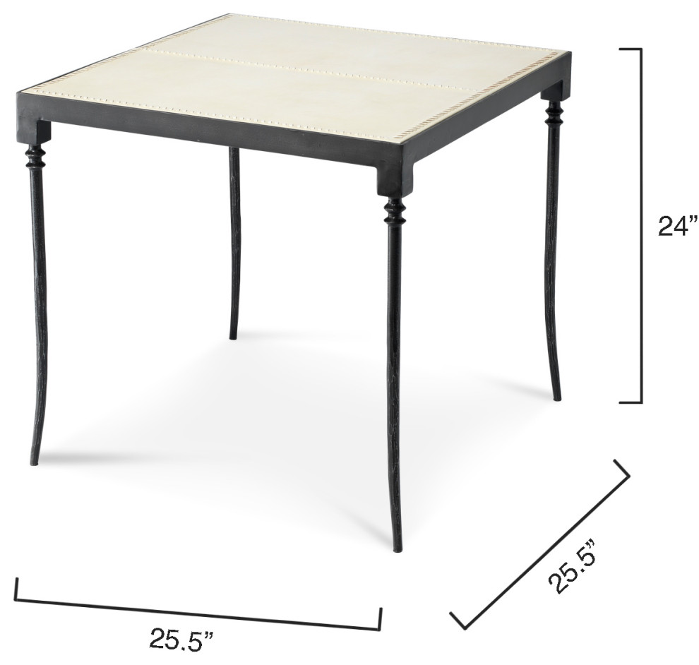 Off White Full Grain Leather Side Table Nevado   Traditional   Side Tables And End Tables   by GwG Outlet  Houzz