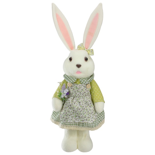 White And Green Standing Girl Rabbit Easter Figure