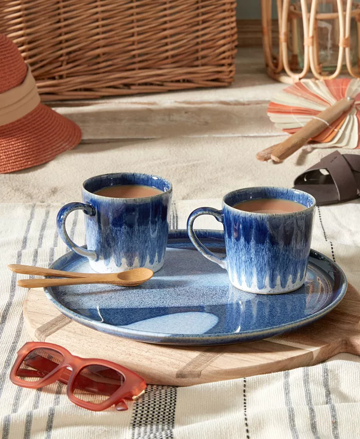 Denby Studio Blue Accent Set of 2 Mugs Service for 2