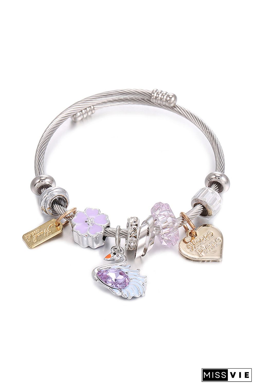 Valentine's Day Stainless Steel Heart Crown Hobbyhorse Bead Bracelet Wholesale MOQ 5pcs