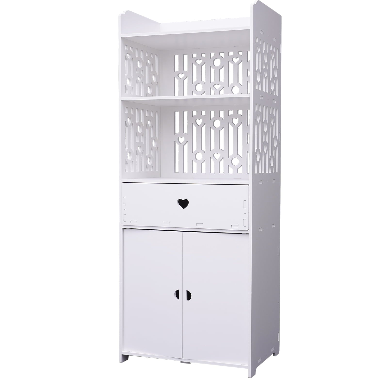 TFCFL Freestanding Cabinet Storage Organizer Floor Cabinet with 2 Doors Modern Bathroom Furniture White 15.7