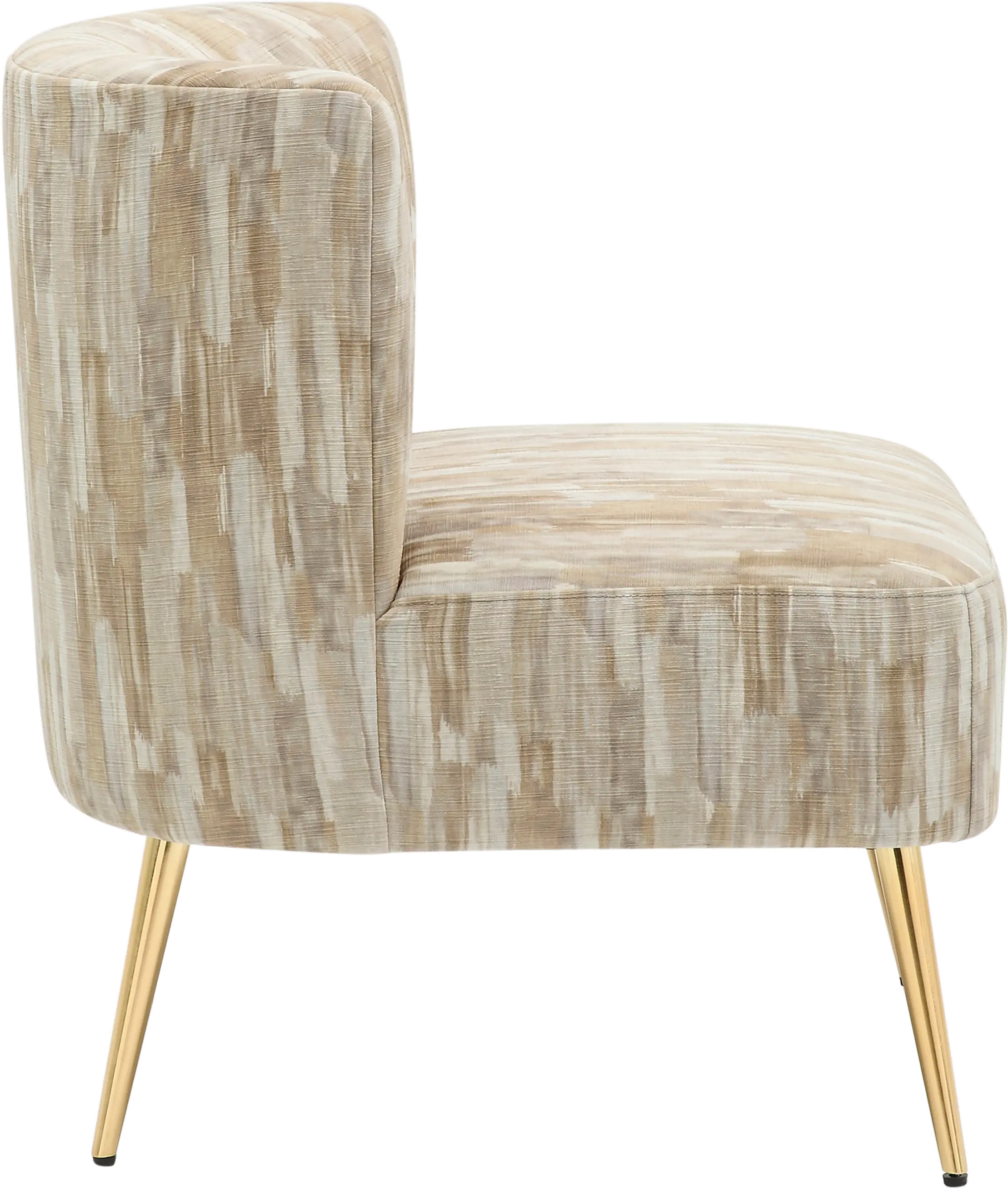 Contemporary Light Brown Slipper Chair with Gold Legs - Luna