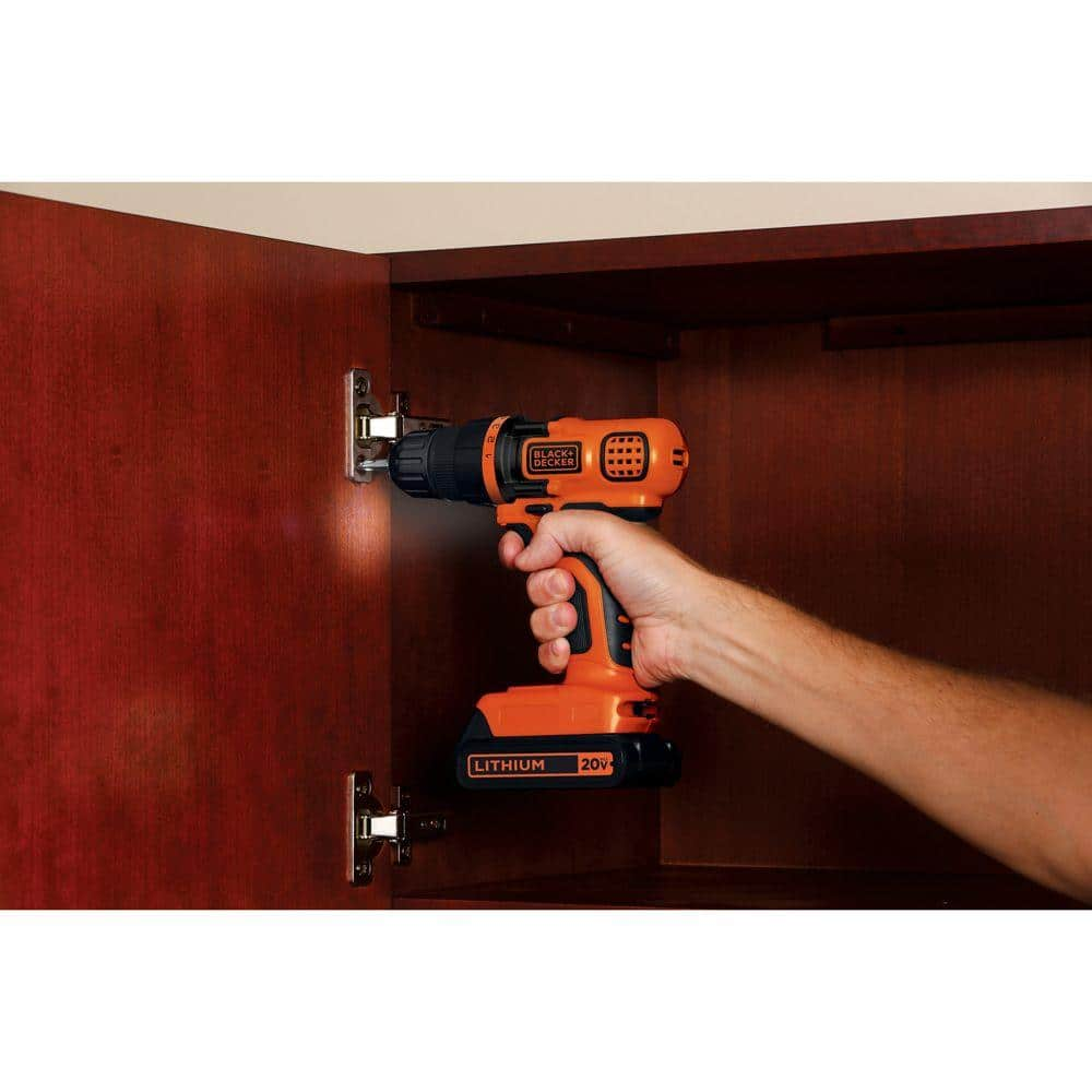 BLACK+DECKER 20V MAX Lithium-Ion Cordless 3/8 in. Drill/Driver with Battery 1.5Ah and Charger LDX120C