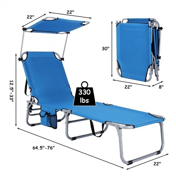 Outdoor Recliner Chair with 5 Adjustable Positions and Canopy Shade