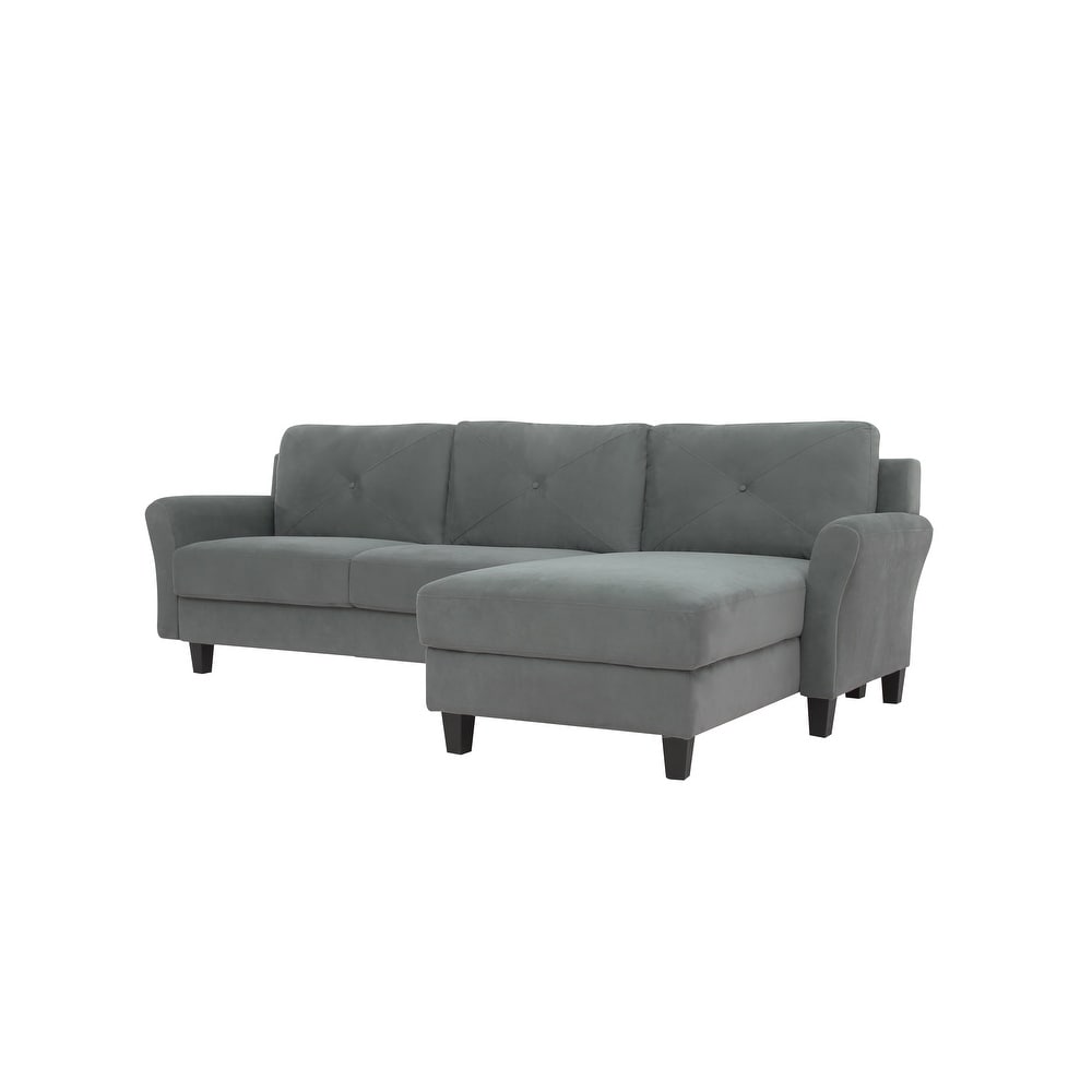 iLounge Harvard Microfiber Sectional Sofa with Rolled Arms