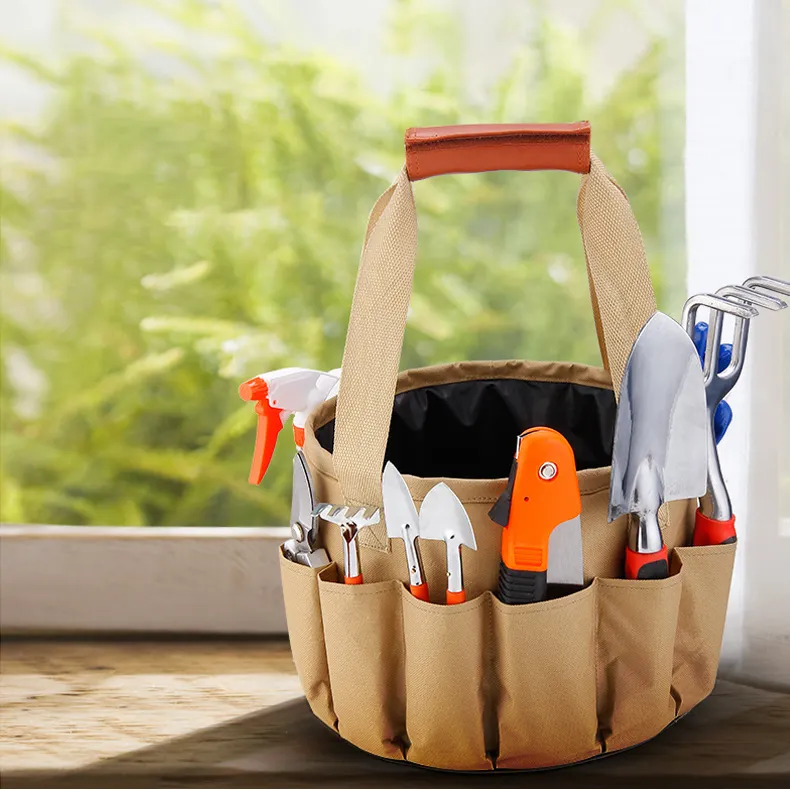 Wholesale  Garden Tools Set  with Weeding Fork  Rake Tooth  Pruner Garden Bucket and Tools Bag Set Garden Hand Tools