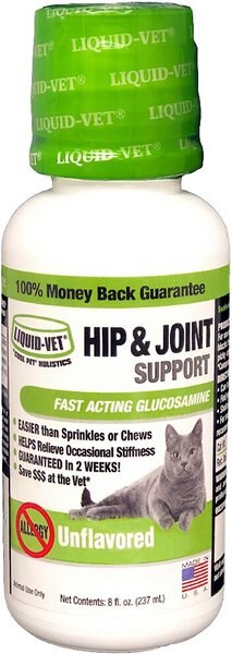 Liquid-Vet Hip and Joint Support Allergy-Friendly Unflavored Cat Supplement， 8-oz bottle