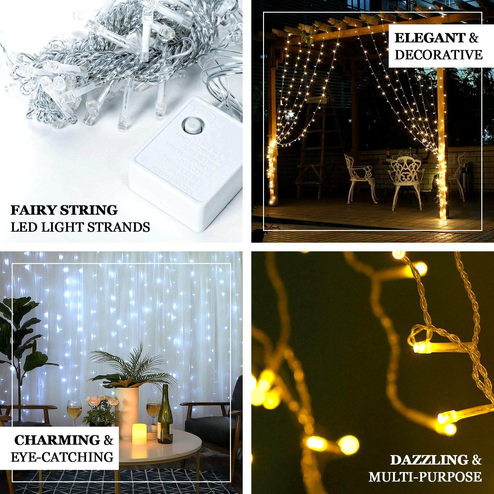 Warm White 192 LED Icicle Curtain Fairy String Lights with 8 Modes 5ftx8ft