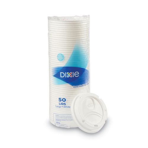 Dixie White Dome Lid Fits 10 oz to 16 oz Perfectouch Cups， 12 oz to 20 oz Hot Cups， WiseSize， 500/Carton (9542500DXCT)