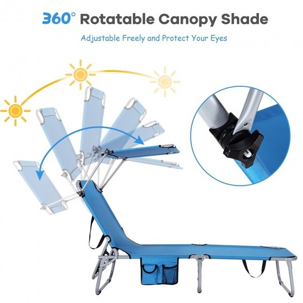 Outdoor Recliner Chair with 5 Adjustable Positions and Canopy Shade