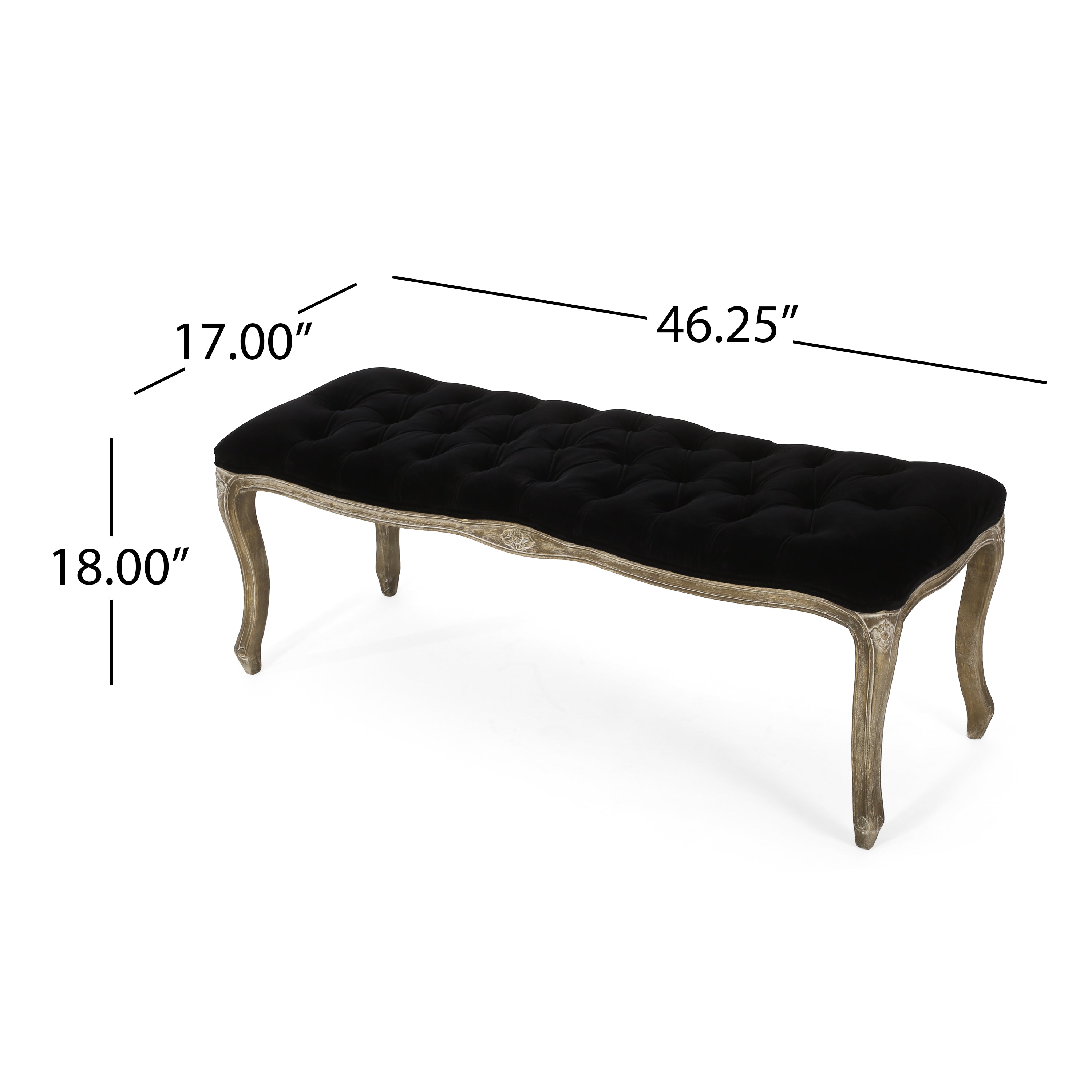 Francis Traditional Button Tufted Velvet Bench