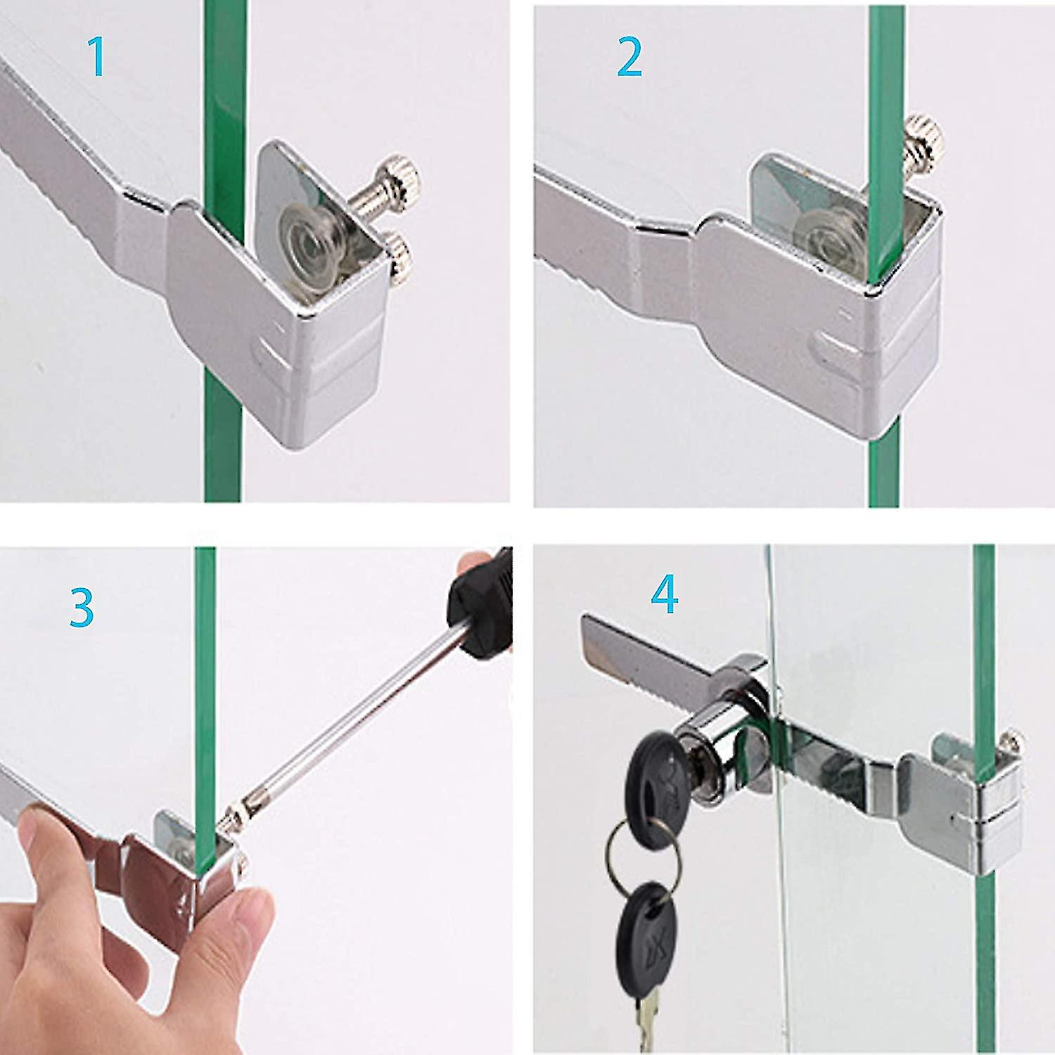 2pcs Top Quality Reptile Vivarium Terrarium Sliding Showcase Glass Door Lock And Key， Pliers Security Lock Key Lock