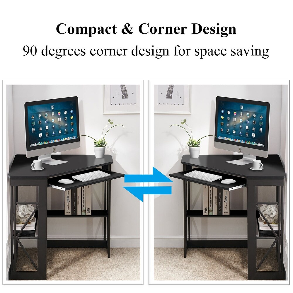 VECELO Triangle Corner Desk  Office/Computer/Writing Desk for Student Apartments