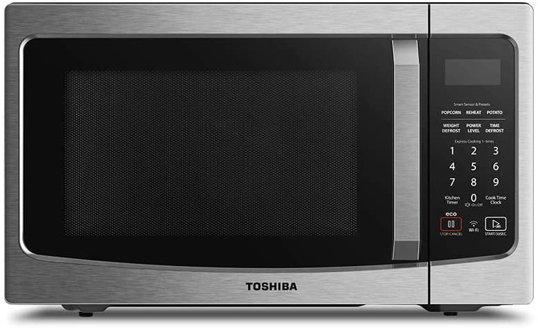 Toshiba ML-EM34P(SS) Smart Countertop Microwave Oven Works with Alexa, Humidity Sensor and Sound On/Off Function, 1100W, 1.3 Cu.ft, Stainless Steel