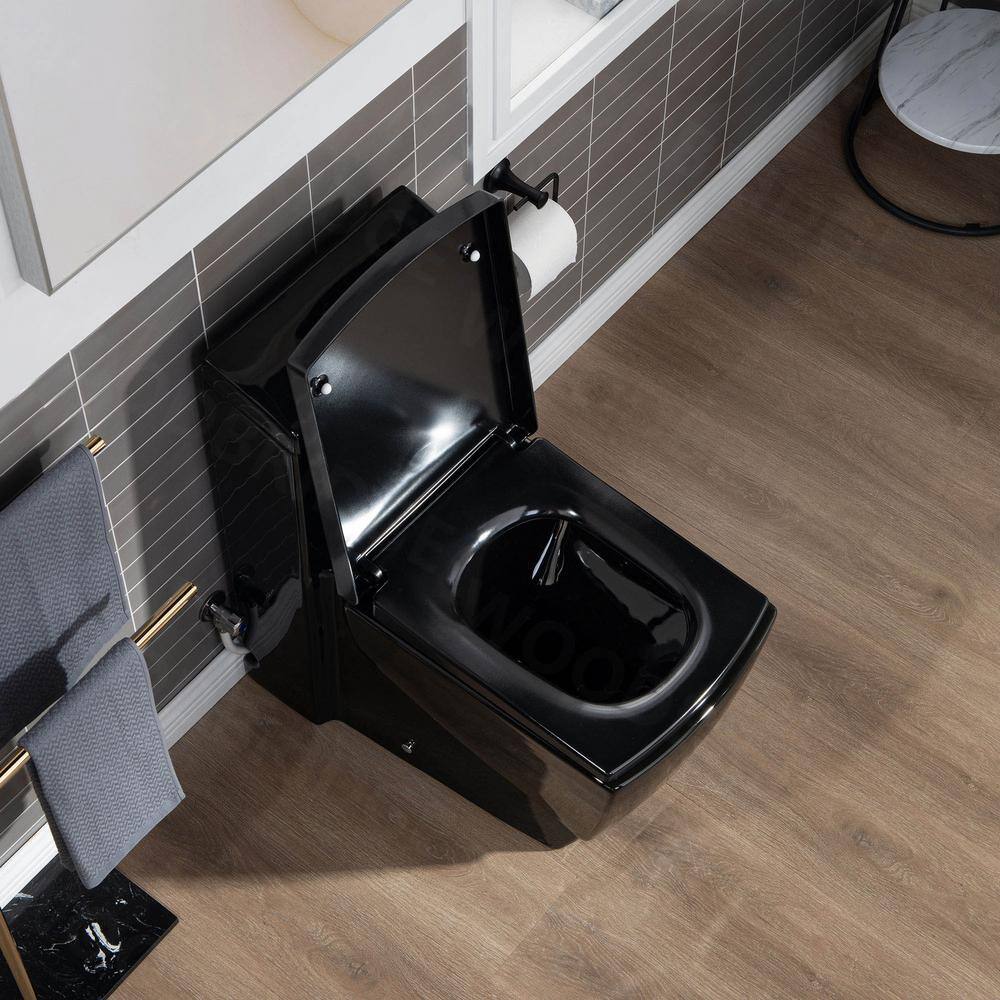 WOODBRIDGE Modern 1-Piece 1.01.6 GPF Dual Flush Elongated Toilet in Black B0921