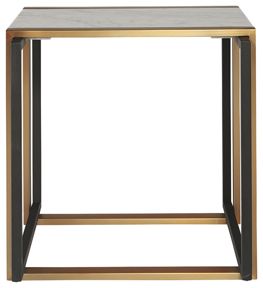 Garnet End Table  Black/Brass  White Marble   Transitional   Side Tables And End Tables   by Sunpan Modern Home  Houzz