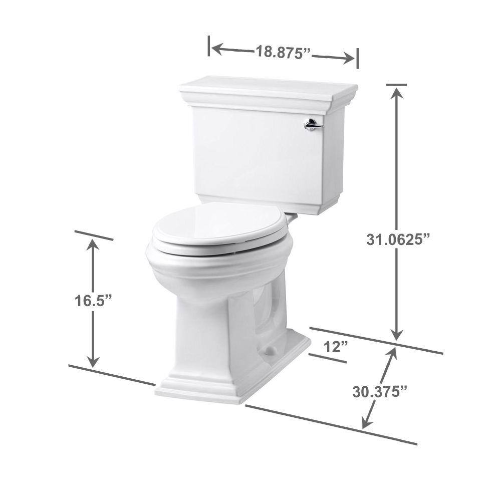 KOHLER Memoirs Stately 2-Piece 1.6 GPF Single Flush Elongated Toilet with AquaPiston Flush Technology in White K-3819-0