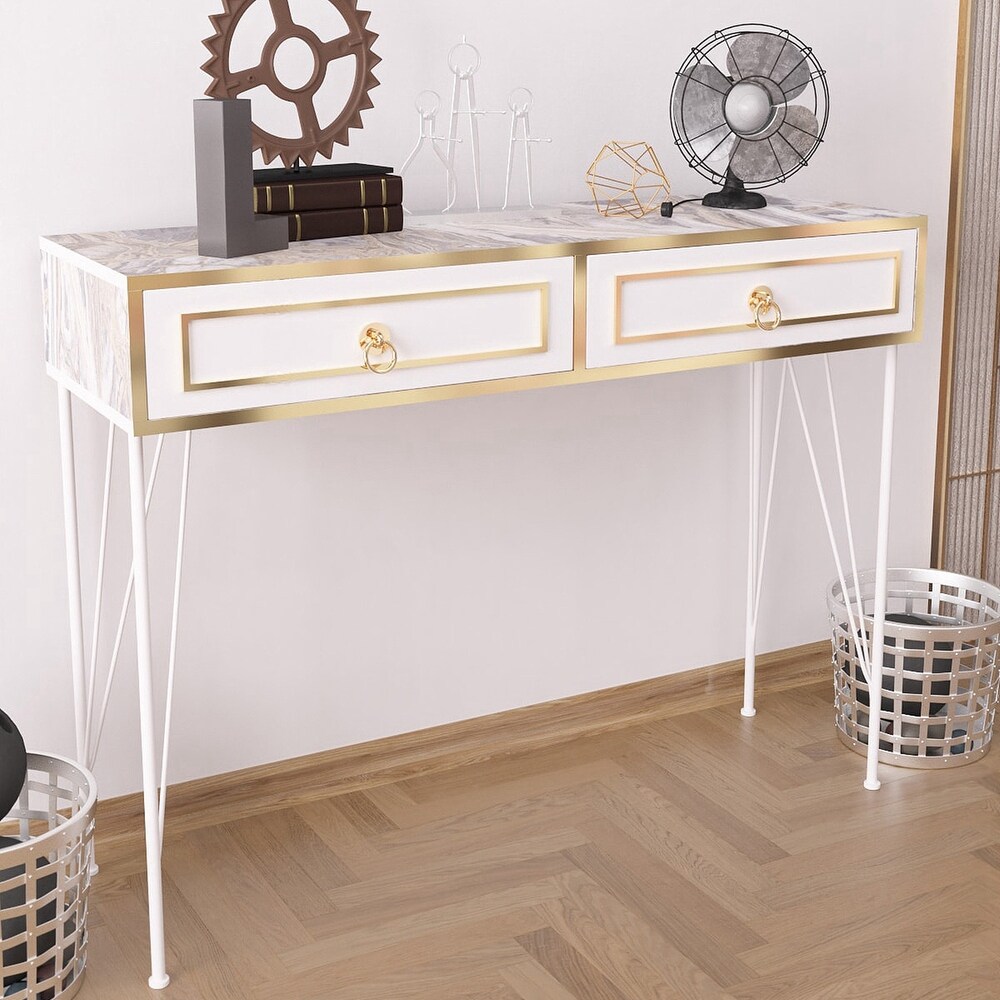 Metal Legs Wood Base Console Table