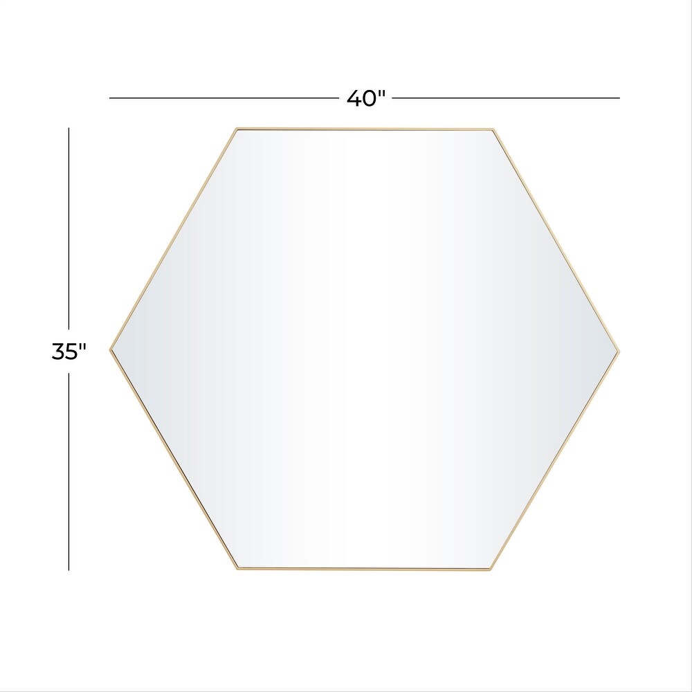 Contemporary Hexagon Wood Wall Mirror   Multiple Finishes and Sizes