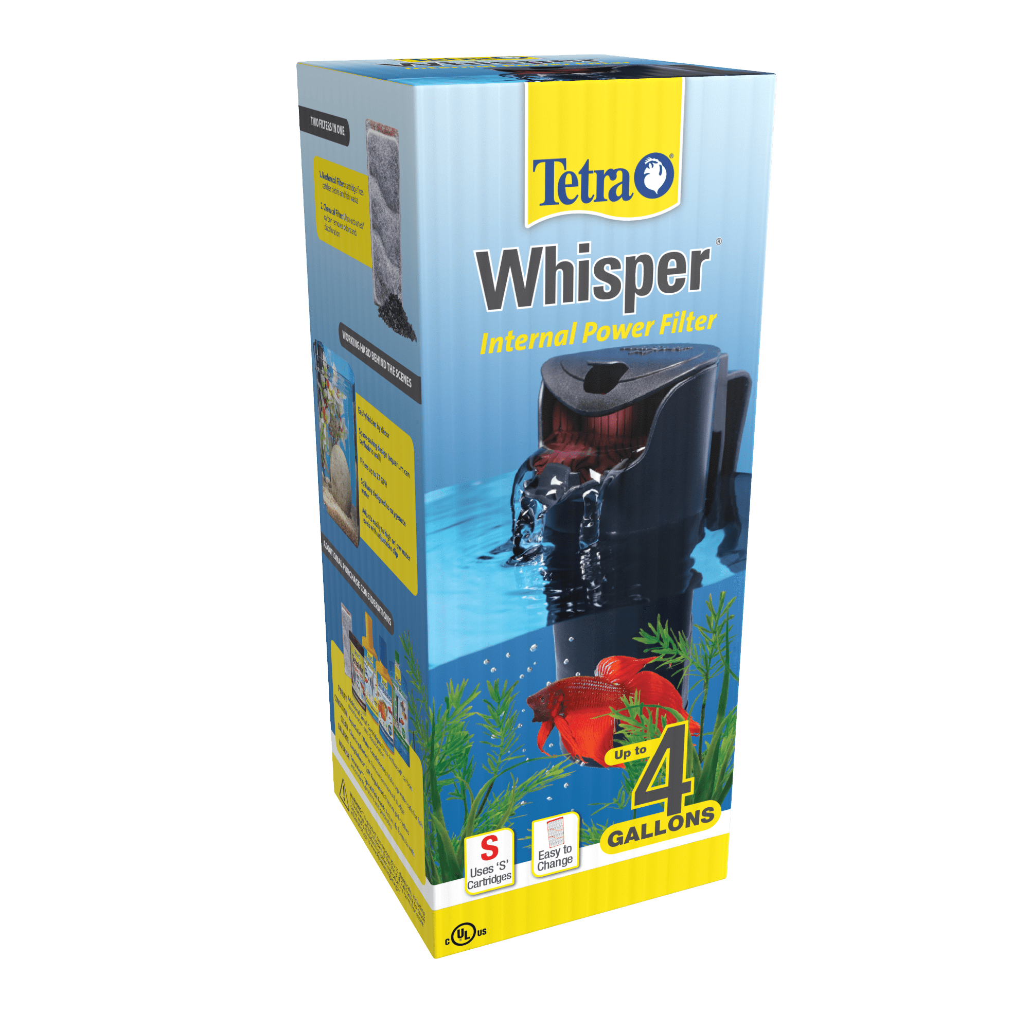 Tetra Whisper 4i Internal Power Filter， Filtration for Aquariums Between 1 and 4 Gallons