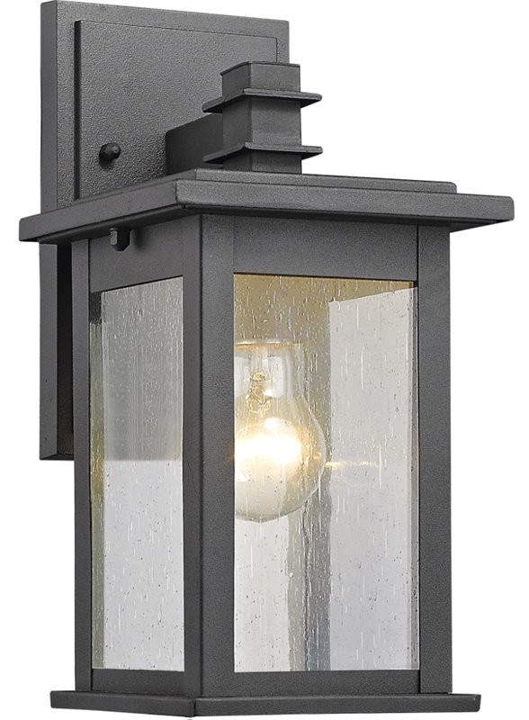 CHLOE Tristan Transitional 1 Light Black Outdoor Wall Sconce 12 quotHeight   Transitional   Outdoor Wall Lights And Sconces   by Homesquare  Houzz