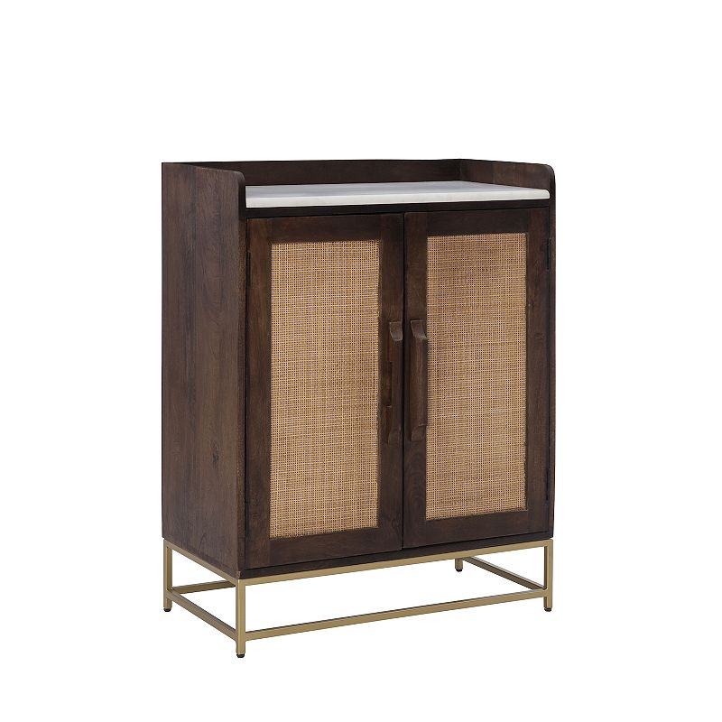 Linon Janie Rattan Sliding 2-Door Console