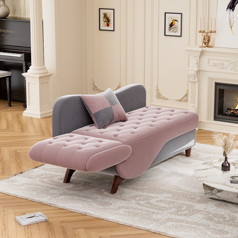 Ouyessir Upholstered Storage Chaise Lounge Chair with Left Armrest   Lumbar Pillow