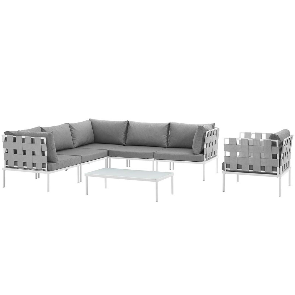 Harmony 7 piece Outdoor Patio Aluminum Sectional Sofa Set