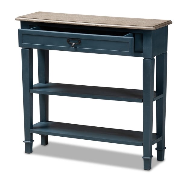 Baxton Studio French Country Blue Spruce Fiinished Wood Accent Console Table