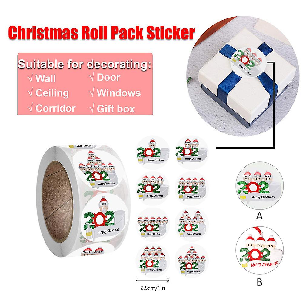 1 Roll /500pcs Christmas Stickers Self-adhesive Holiday Sticker For Christmas Home Diy Party Decoration  1in Diameter and B