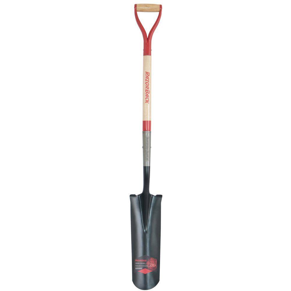 Razor-Back 23.5 in. Wood D-Handle Steel Blade Drain Spade 2597400