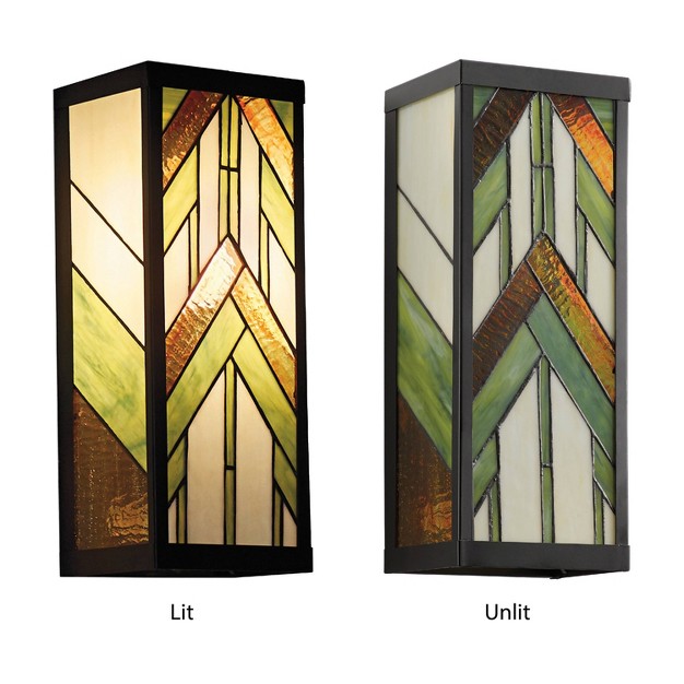 Stained Glass 1 light Rectangular Mission Style Outdoor Light Wall Sconce River Of Goods