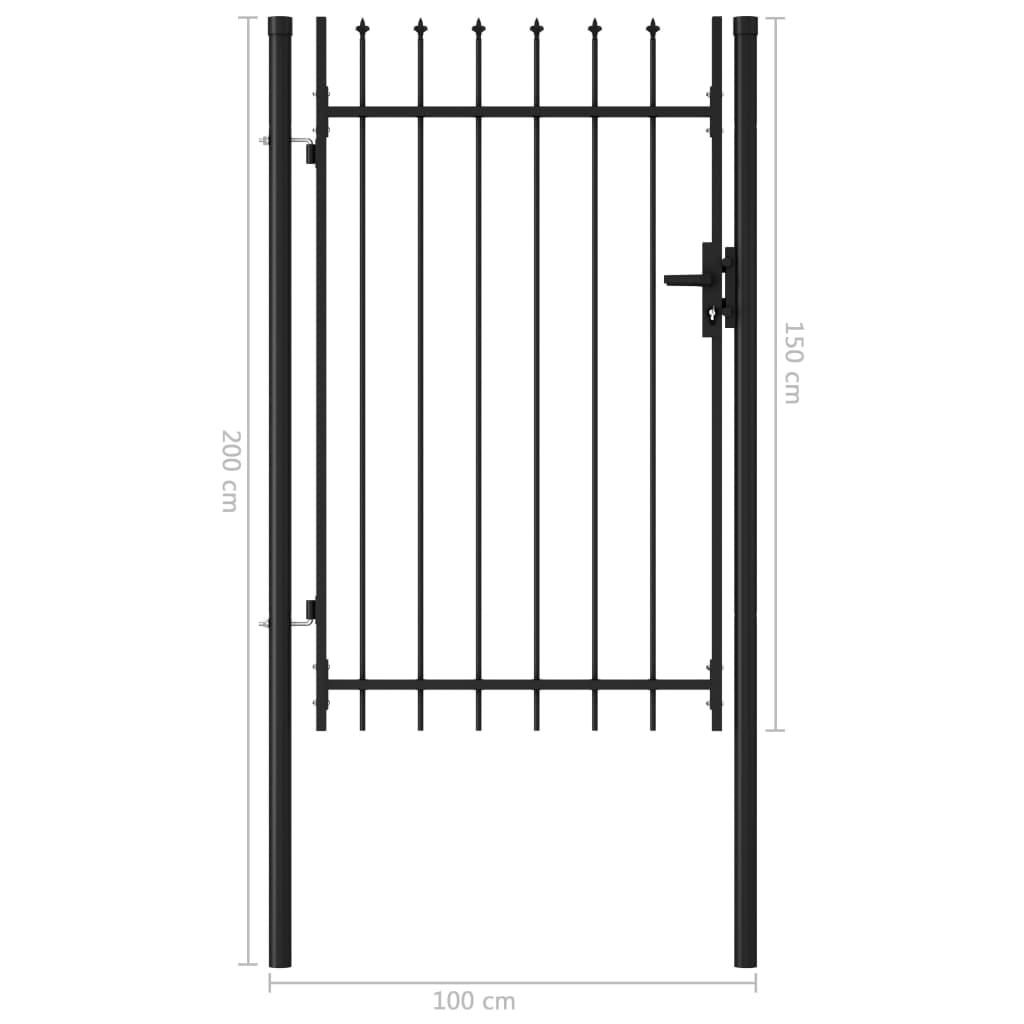 Charmma Fence Gate Single Door with Spike Top Steel 3.3'x4.9' Black