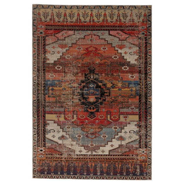 Cicero Indoor outdoor Medallion Area Rug Orange Jaipur Living