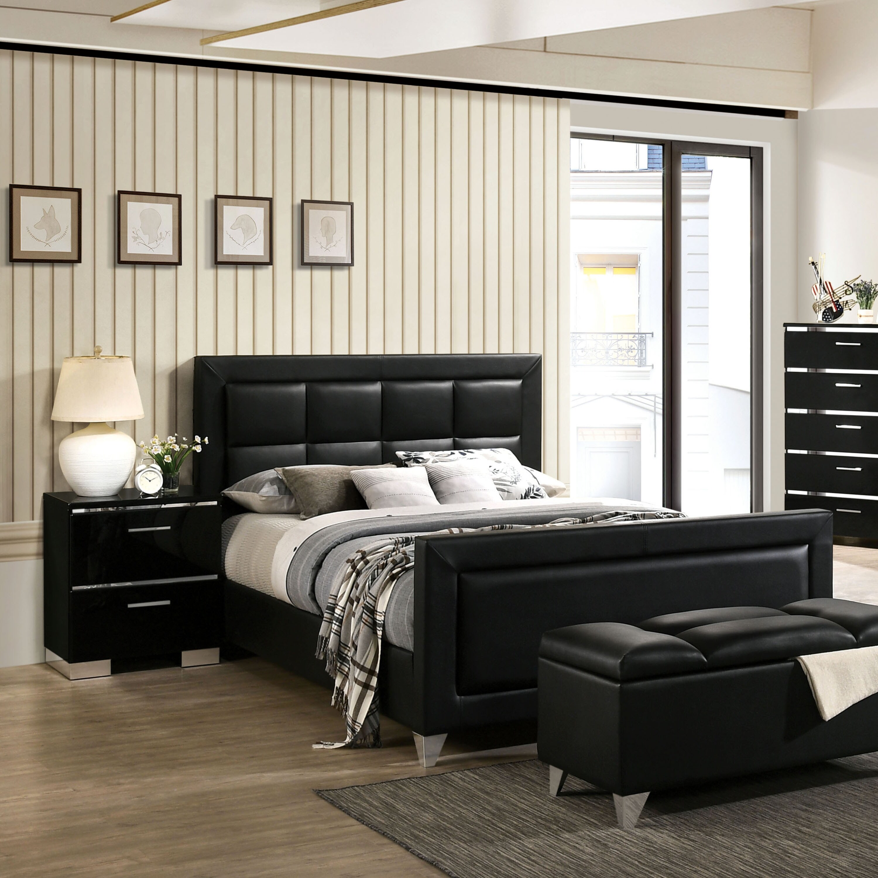 Furniture of America Zuir Contemporary Black 2-piece Bedroom Set - - 31747154