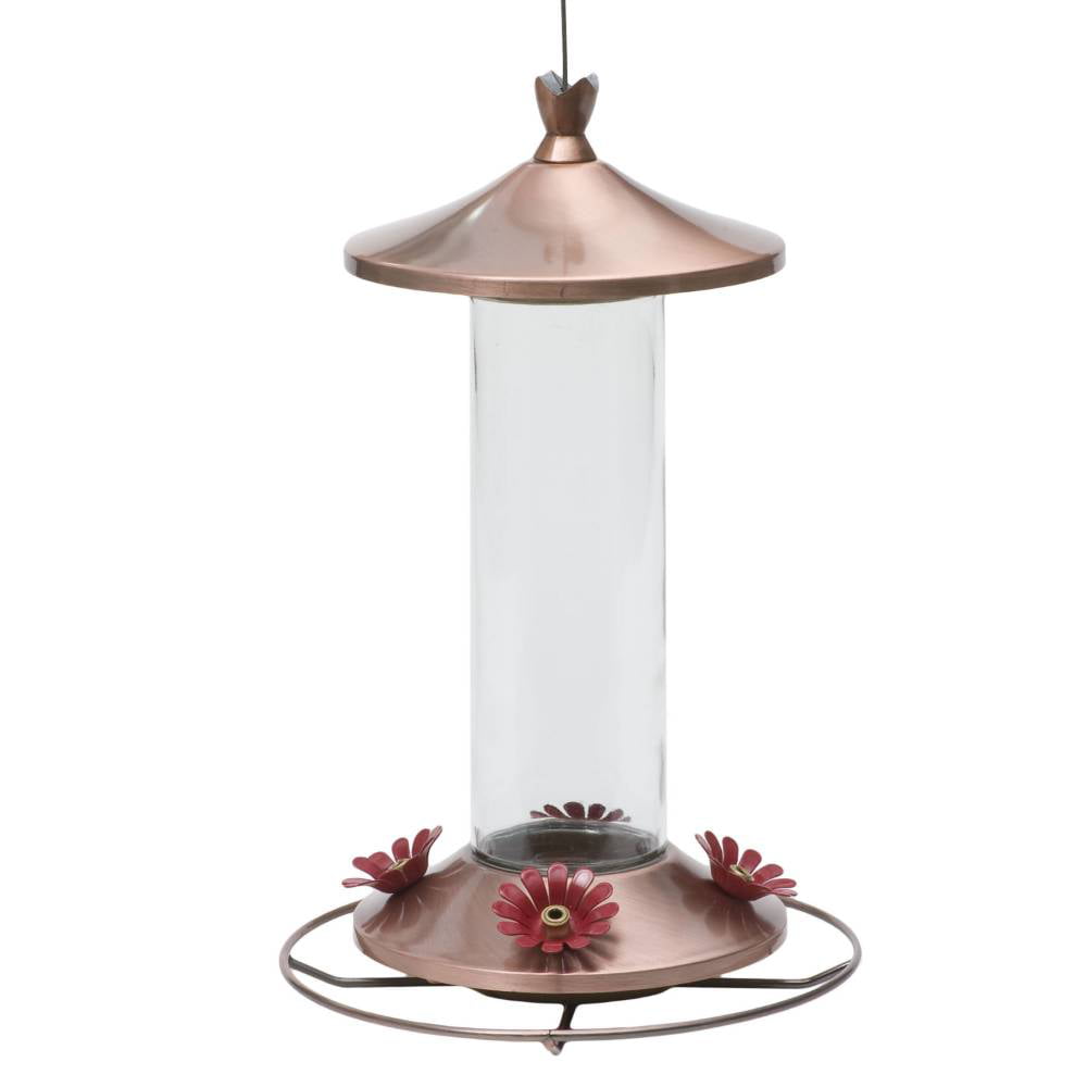 Woodstream 710B Copper Clear Glass Bottle Hummingbird Feeder with Bee Guard