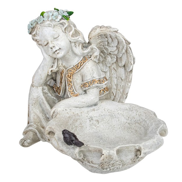 Sitting Angel Bird Feeder Outdoor Garden Statue