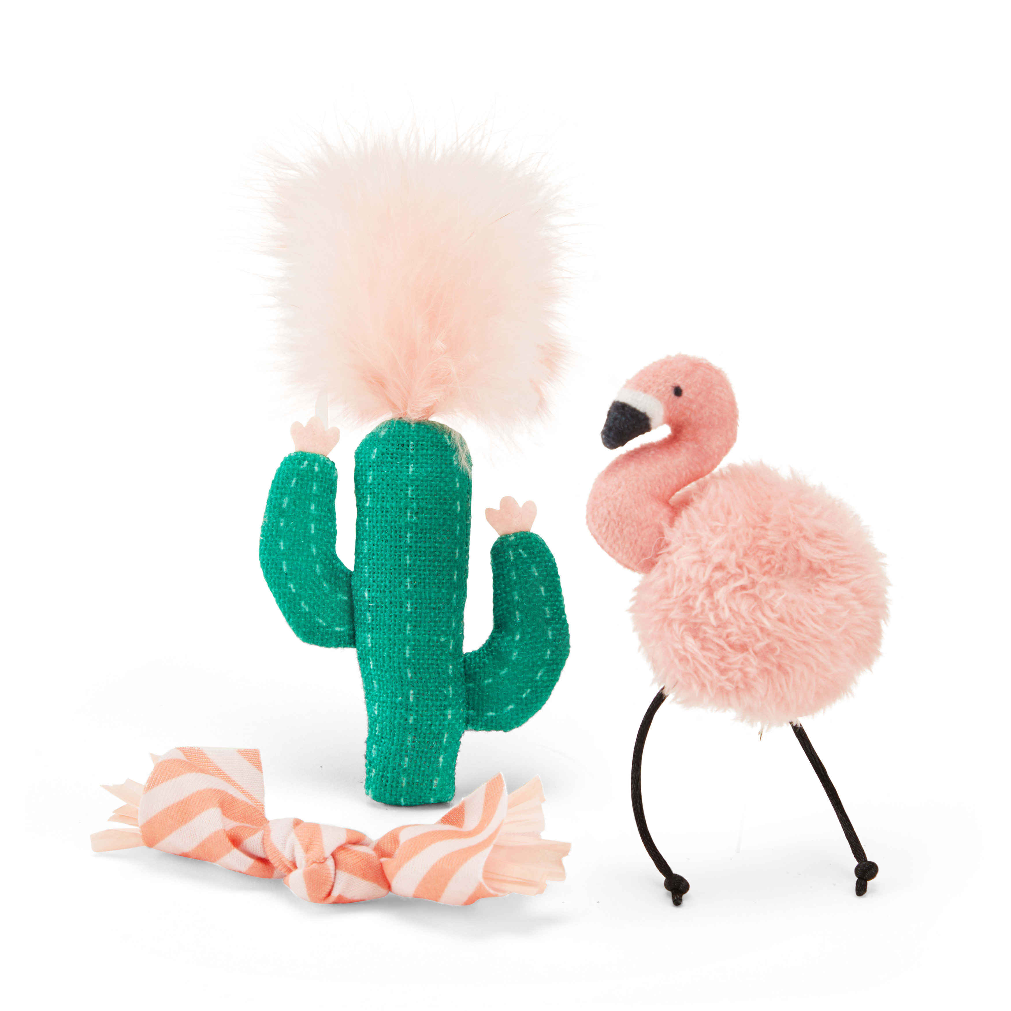 YOULY Flamingo/Cactus Cat Toys， Medium， Pack of 3