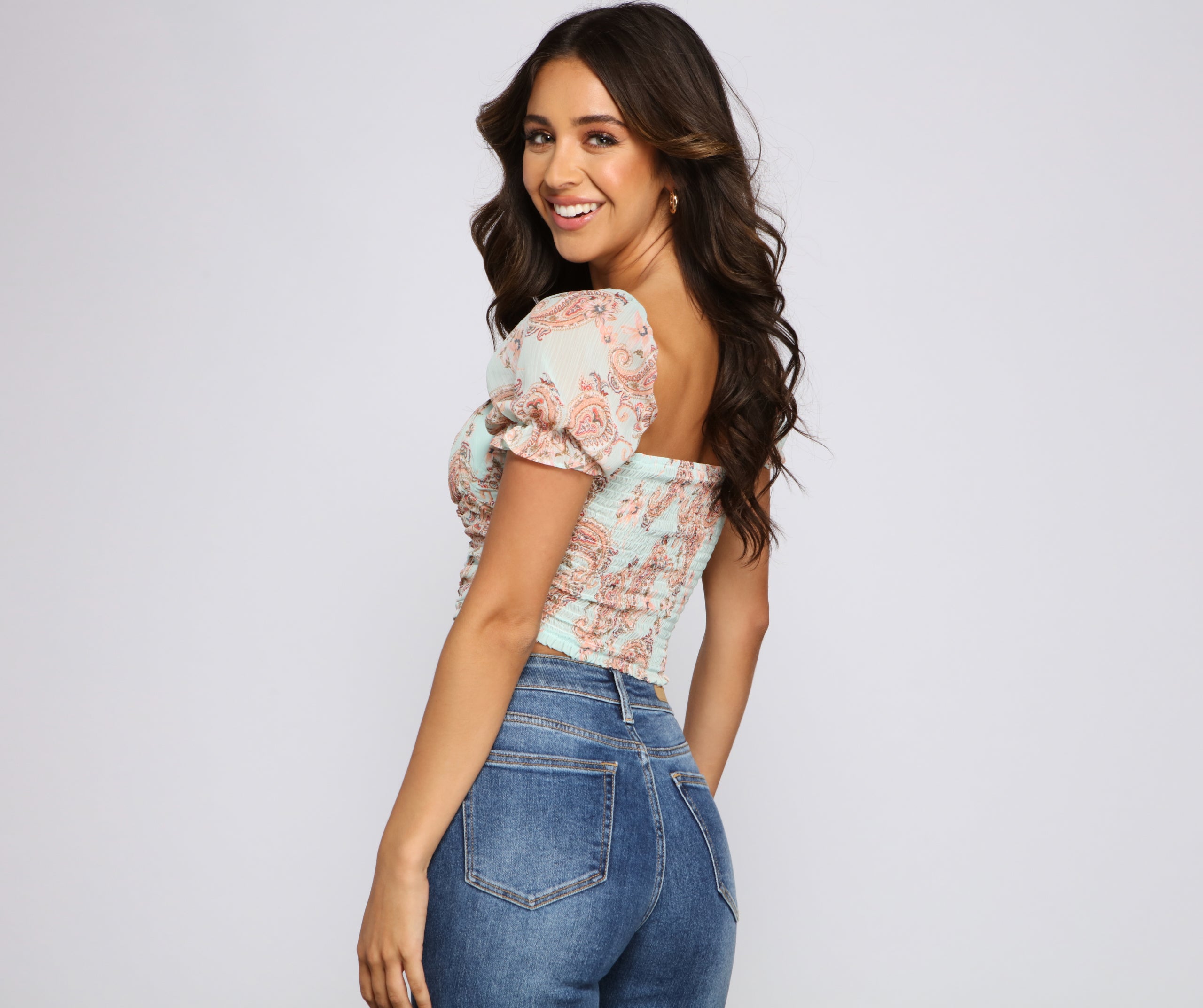 Painted In Paisley Cropped Corset Top