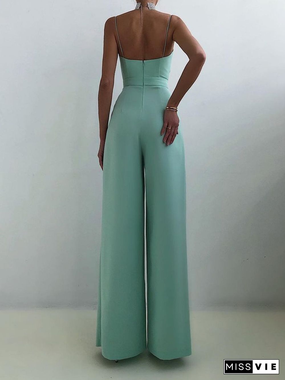 Sling Waist Straight Mopping Minimalist Jumpsuit