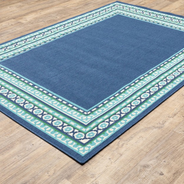 Marlowe Border Patio Rug Navy green