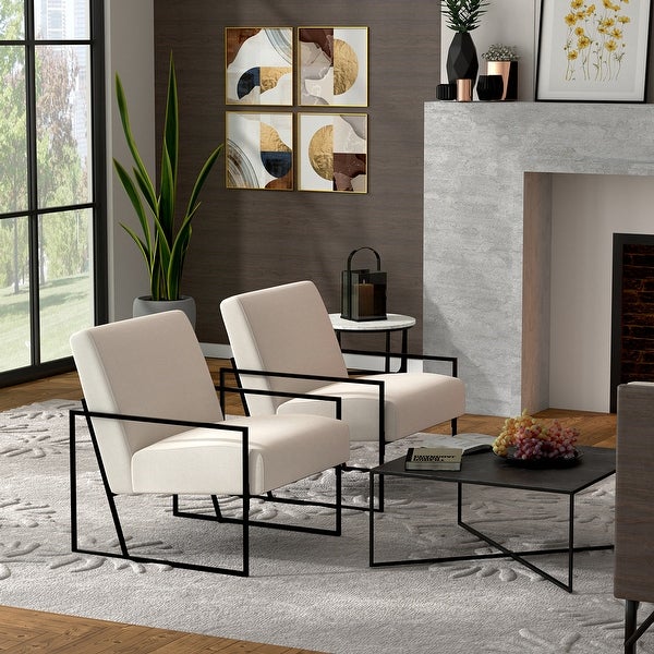 Kotter Home Modern Industrial Upholstered Accent Chair with Metal Base